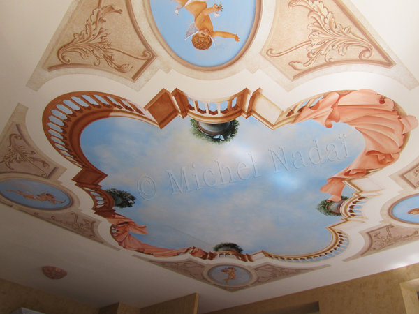 plafond peint sur toile à maroufler - hand painted ceiling mural on canvas\\n\\n13/07/2015 17:23